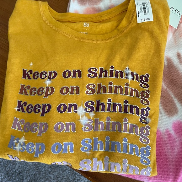 Girls Gold Yellow Keep Shining Long Sleeve Tee - Picture 2 of 6